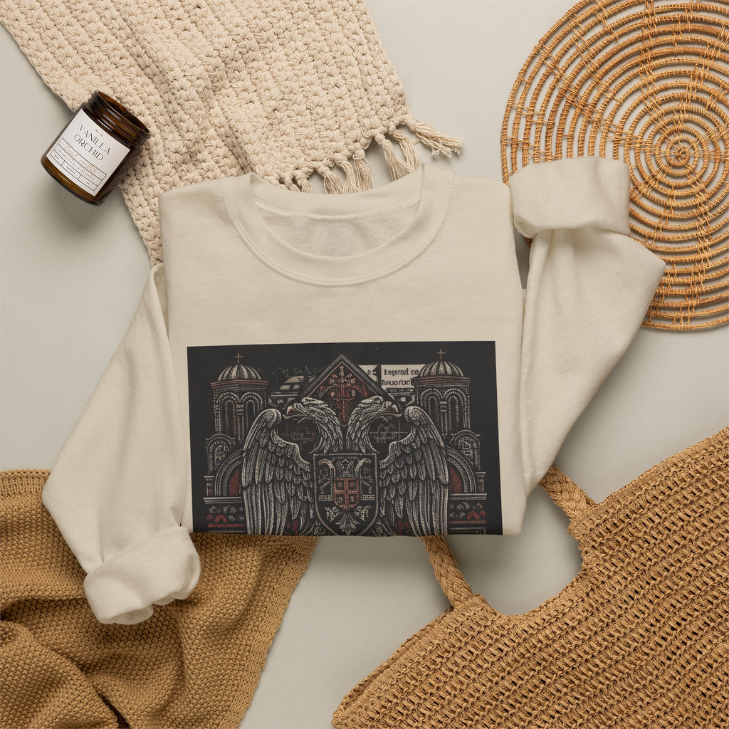 Crewneck Sweatshirt — Slavic Double-Headed Eagle Graphic (СВЕТА ЗЕМЛЯ)