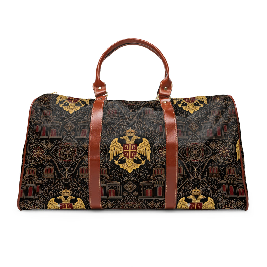 Serbian Heraldic Crest Duffel Bag | Waterproof Weekend Travel Bag
