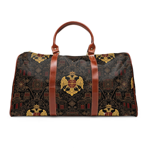 Serbian Heraldic Crest Duffel Bag | Waterproof Weekend Travel Bag