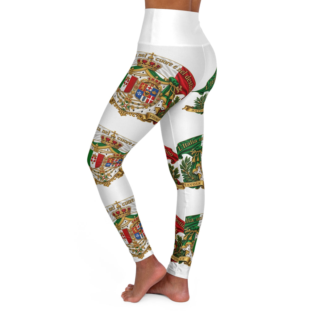 Italian Crest High-Waisted Yoga Leggings — All-Over Print Patriotic Fitness Leggings