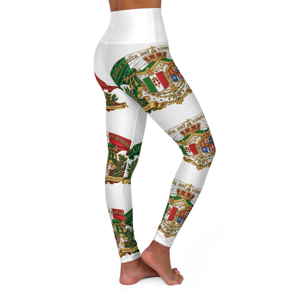 Italian Crest High-Waisted Yoga Leggings — All-Over Print Patriotic Fitness Leggings