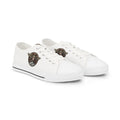 Men's Low Top Sneakers — White Canvas with Vintage Serbian Eagle Print