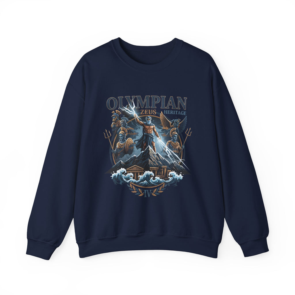 Olympian Heritage Crewneck Sweatshirt — Zeus & Mythology Graphic