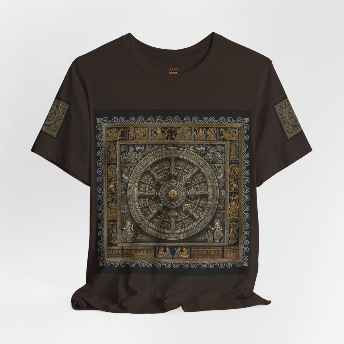 Konark Sun Temple & Pattachitra T‑Shirt — Sacred Wheel Temple Art Tee