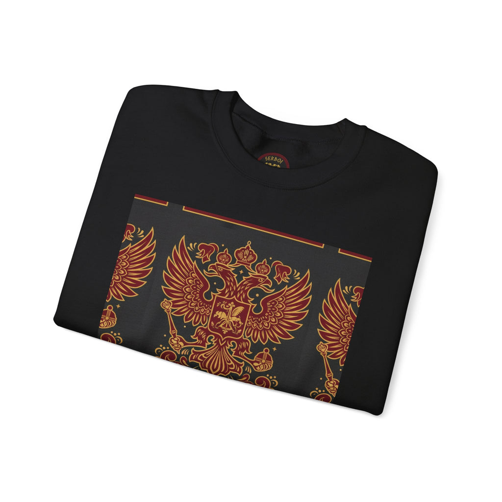 Russian Heritage Crewneck Sweatshirt — Double-Headed Eagle & Khokhloma Folk Art