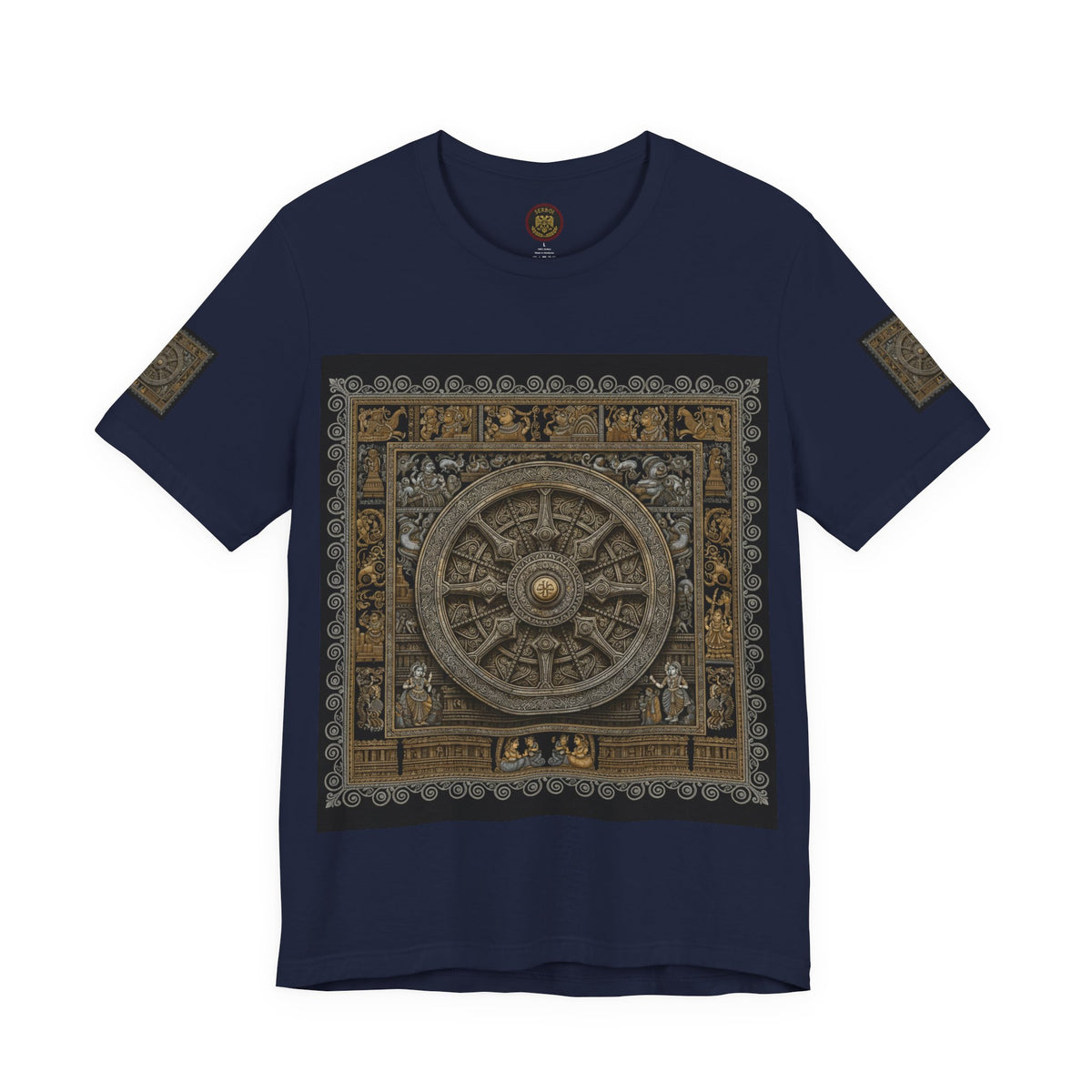 Konark Sun Temple & Pattachitra T‑Shirt — Sacred Wheel Temple Art Tee