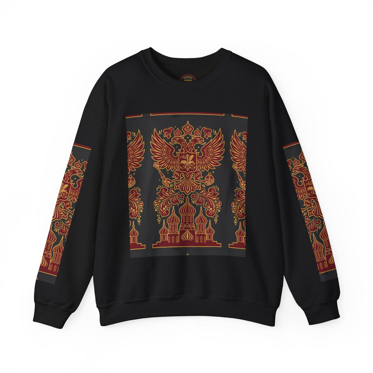 Russian Heritage Crewneck Sweatshirt — Double-Headed Eagle & Khokhloma Folk Art