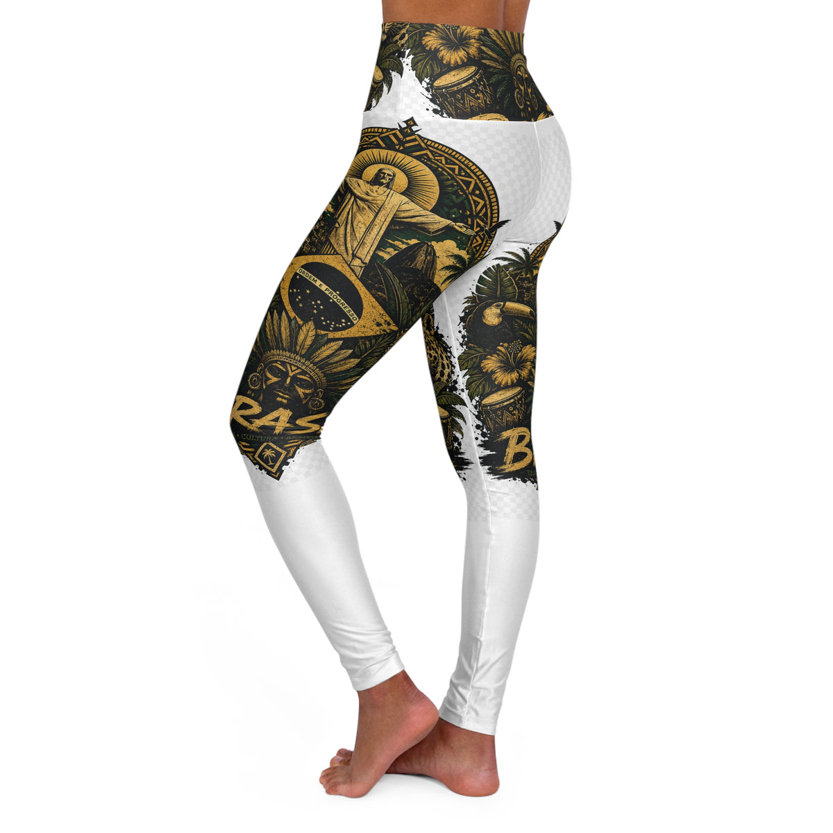Brazil Jungle High-Waist Yoga Leggings — Gold Tiger AOP