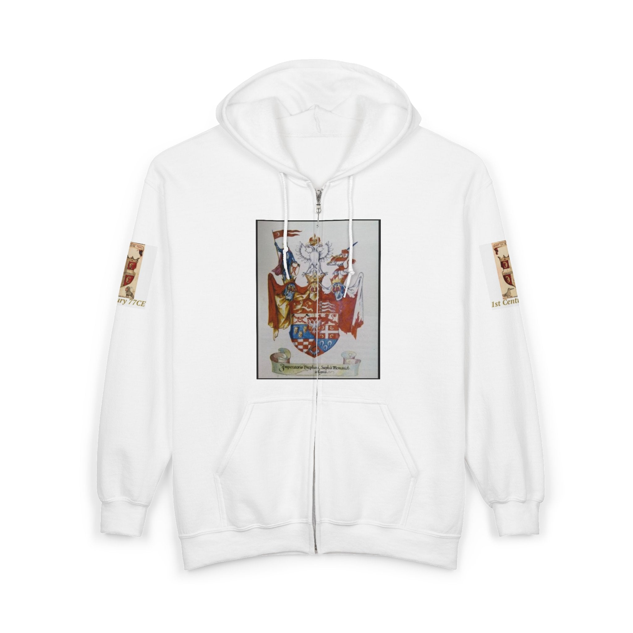 Full-Zip Hoodie with Serbian Historical Coat of Arms & Cyrillic Hero Design