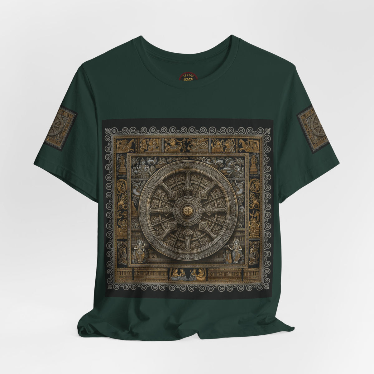Konark Sun Temple & Pattachitra T‑Shirt — Sacred Wheel Temple Art Tee
