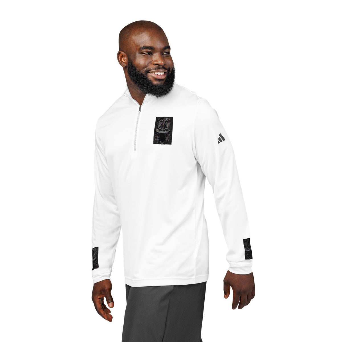 Embroidered adidas® Quarter-Zip Pullover — African Heritage-Inspired Athletic Top