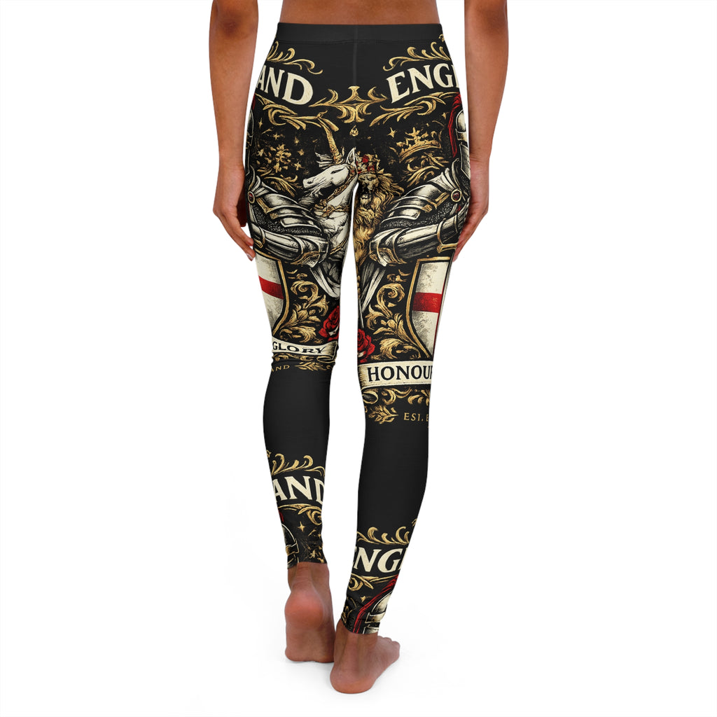 England Coat of Arms Leggings — Knight & St. George Shield All-Over Print