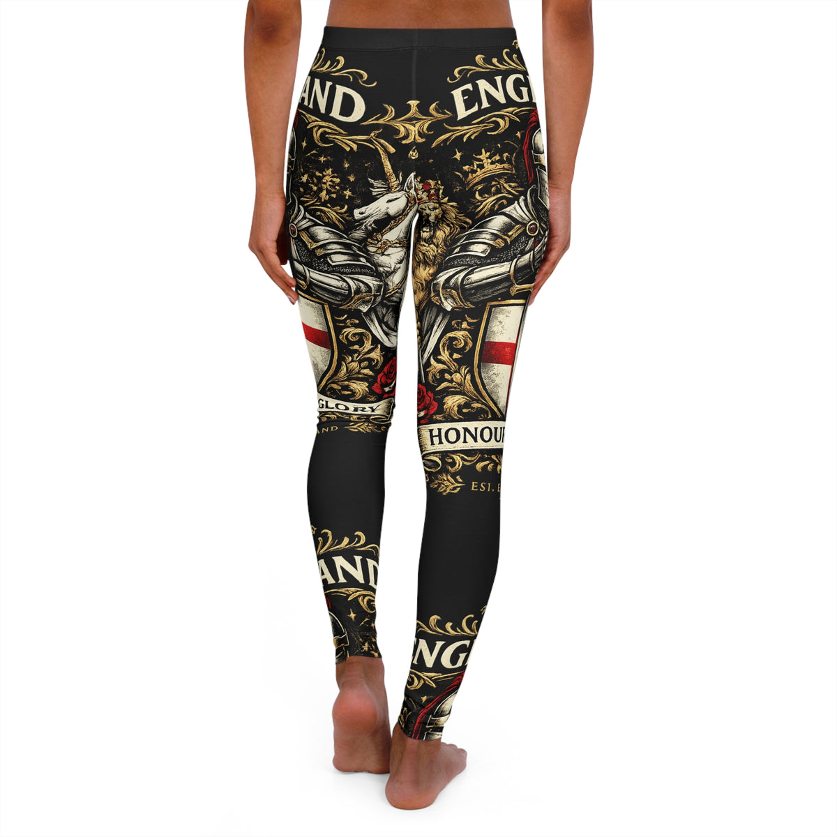 England Coat of Arms Leggings — Knight & St. George Shield All-Over Print