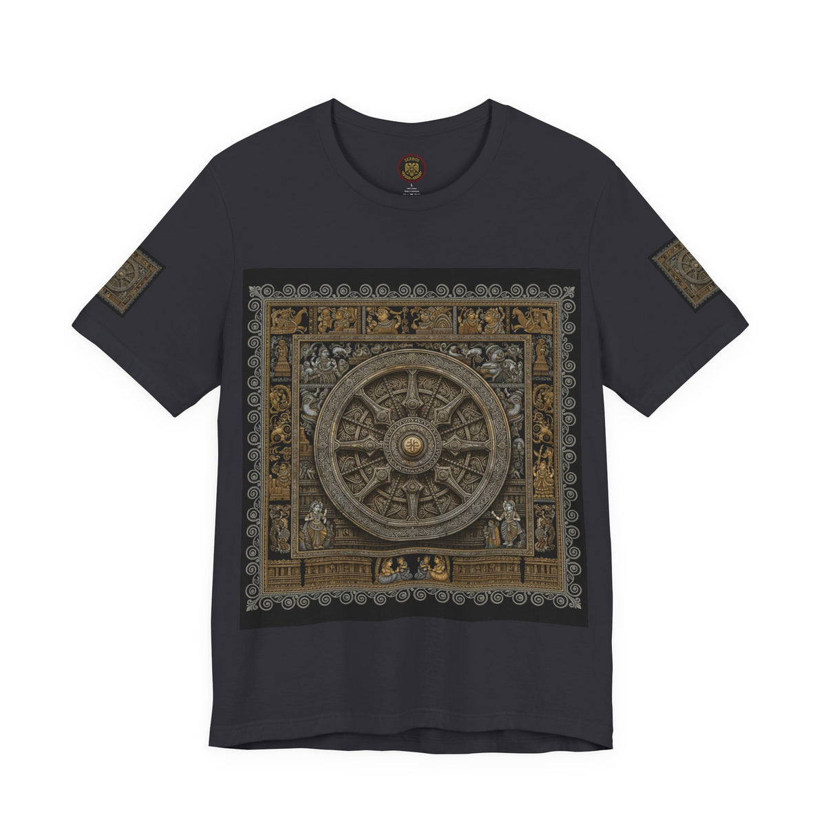 Konark Sun Temple & Pattachitra T‑Shirt — Sacred Wheel Temple Art Tee