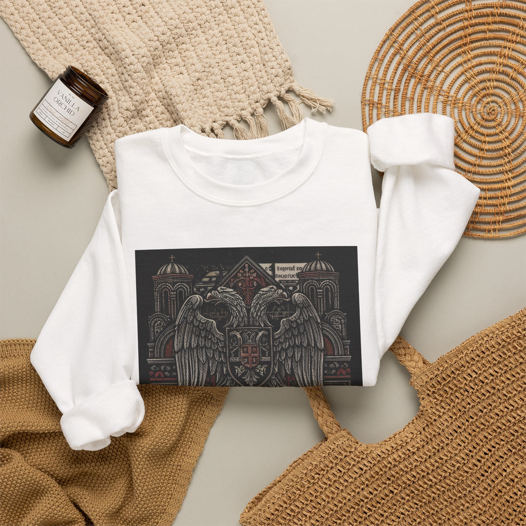 Crewneck Sweatshirt — Slavic Double-Headed Eagle Graphic (СВЕТА ЗЕМЛЯ)