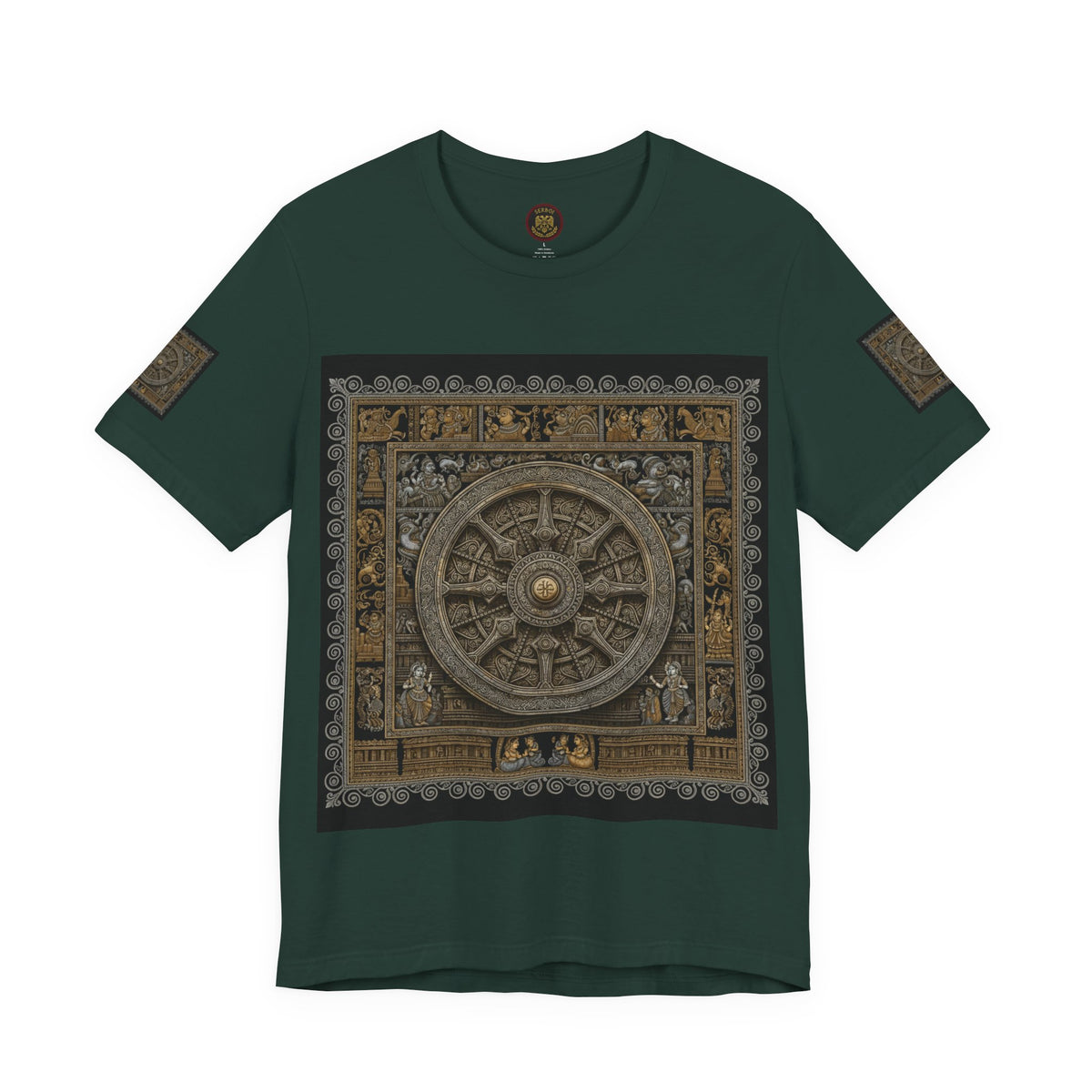 Konark Sun Temple & Pattachitra T‑Shirt — Sacred Wheel Temple Art Tee