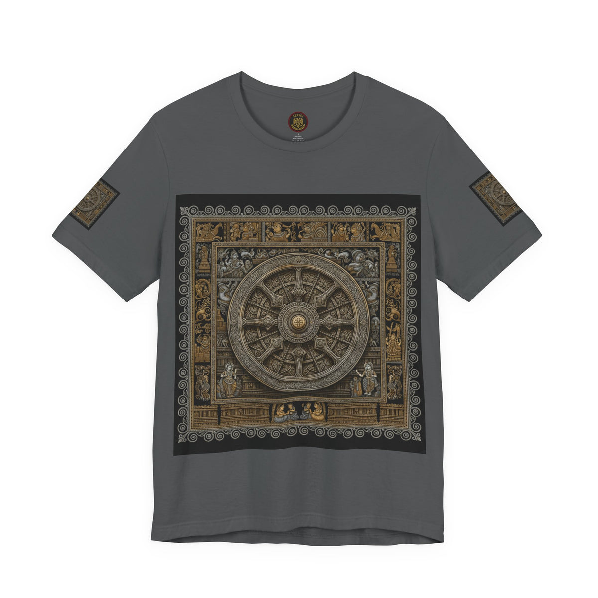 Konark Sun Temple & Pattachitra T‑Shirt — Sacred Wheel Temple Art Tee