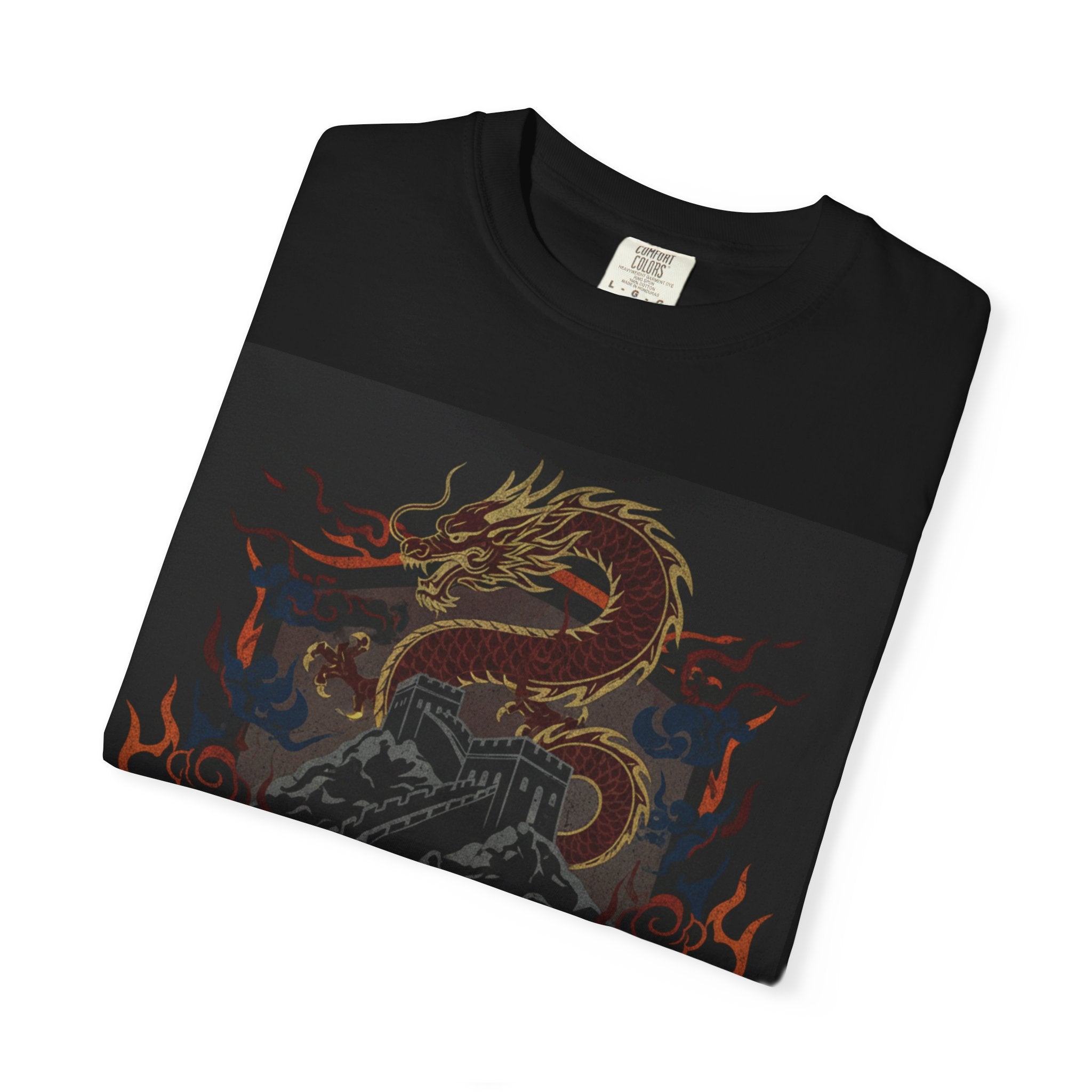 Dragon Emblem T-Shirt — Fiery Chinese Dragon Graphic Tee