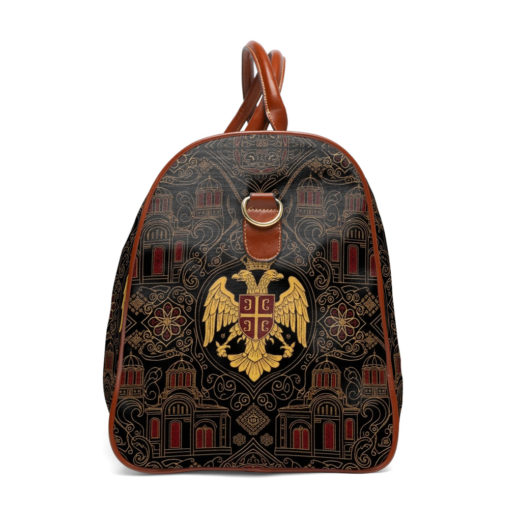Serbian Heraldic Crest Duffel Bag | Waterproof Weekend Travel Bag