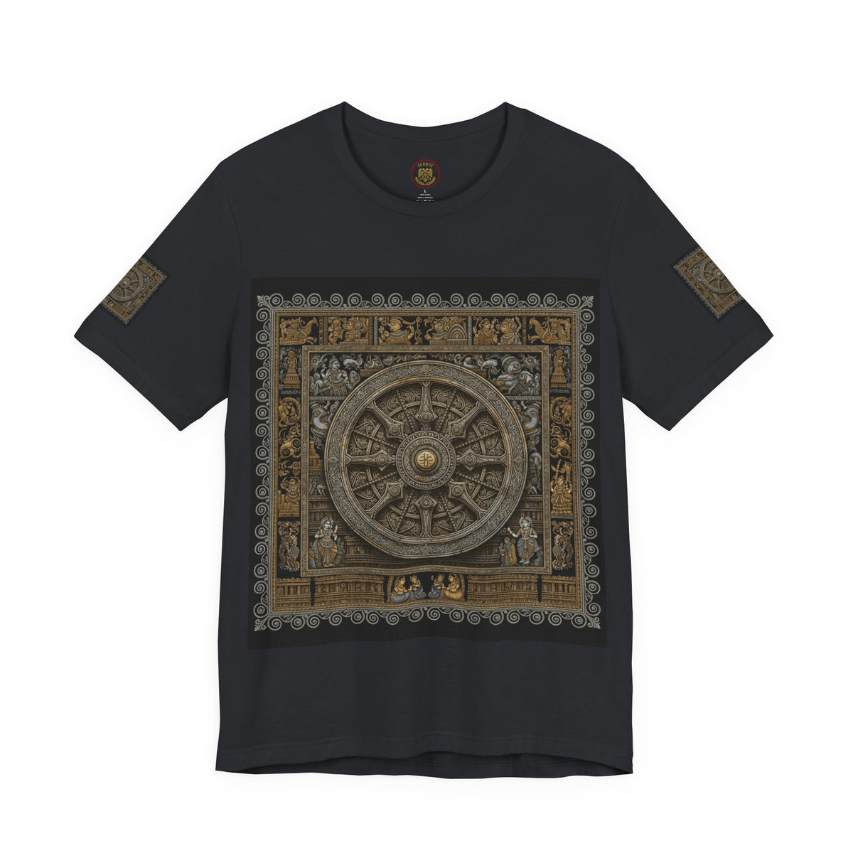 Konark Sun Temple & Pattachitra T‑Shirt — Sacred Wheel Temple Art Tee