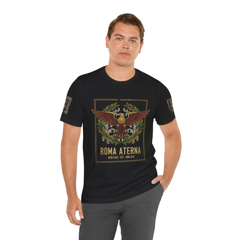 Roma Aeterna Eagle Crest T-Shirt | Roman Laurel Emblem Tee
