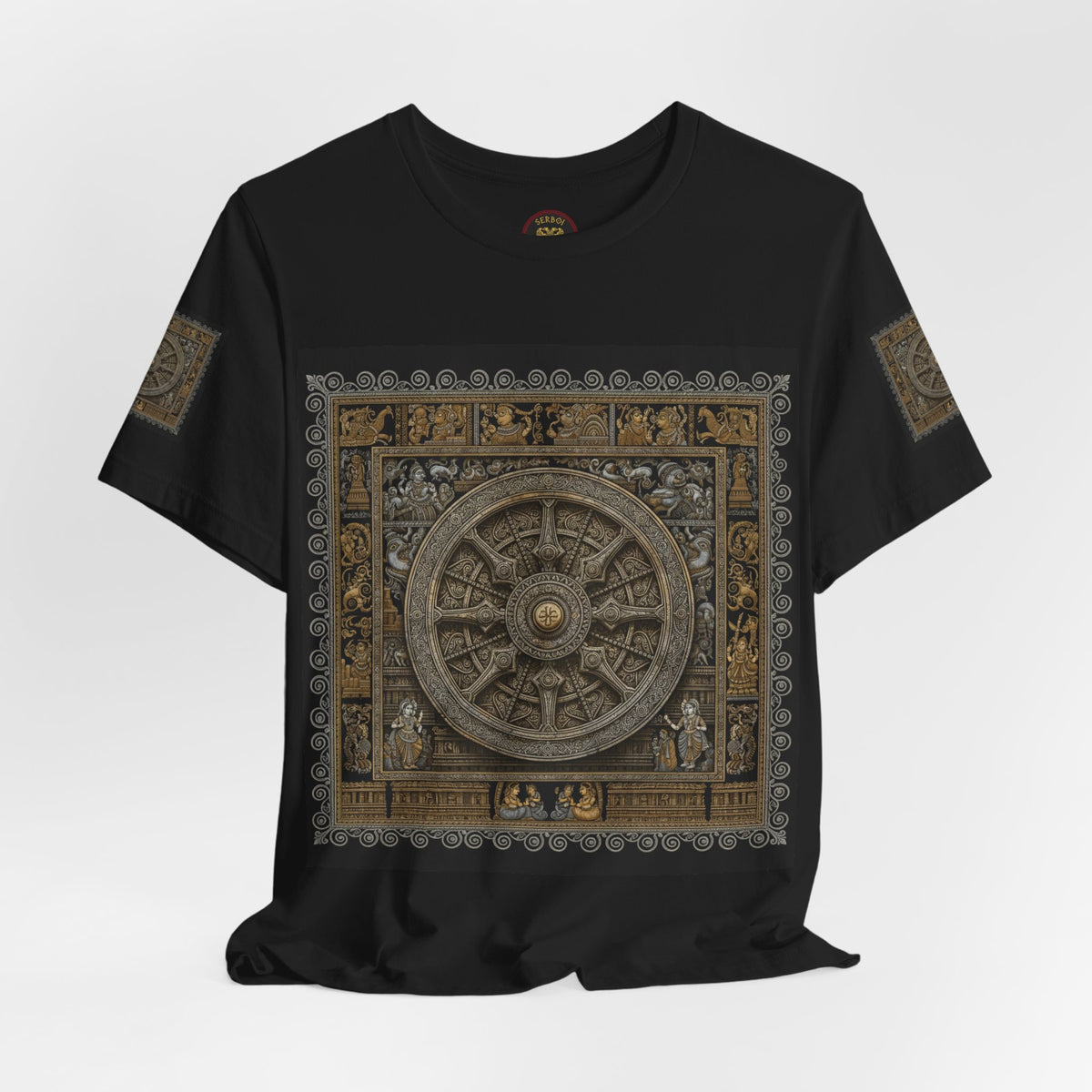 Konark Sun Temple & Pattachitra T‑Shirt — Sacred Wheel Temple Art Tee