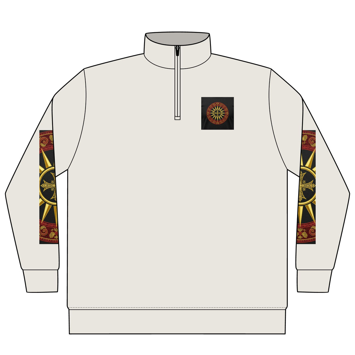 Macedonian Heritage Quarter-Zip — Sun of Vergina & Byzantine Folk Art