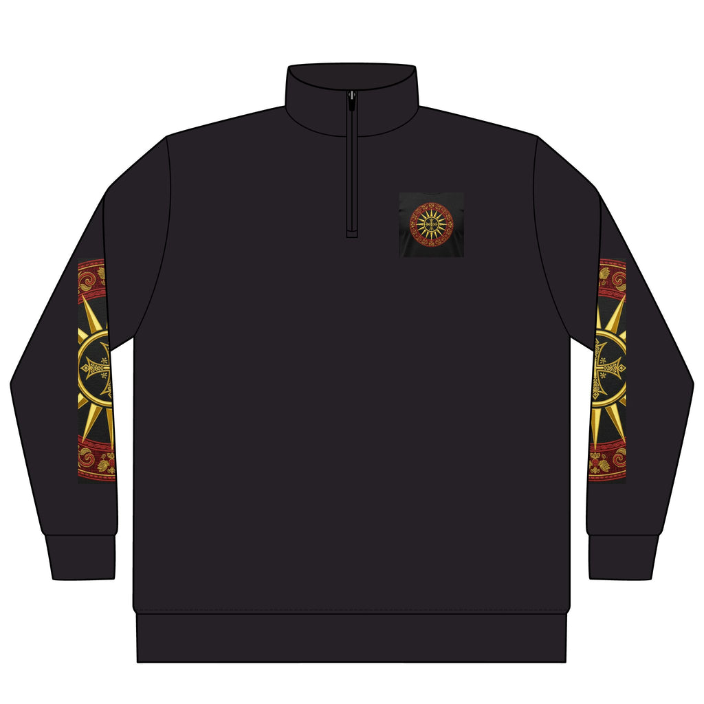 Macedonian Heritage Quarter-Zip — Sun of Vergina & Byzantine Folk Art