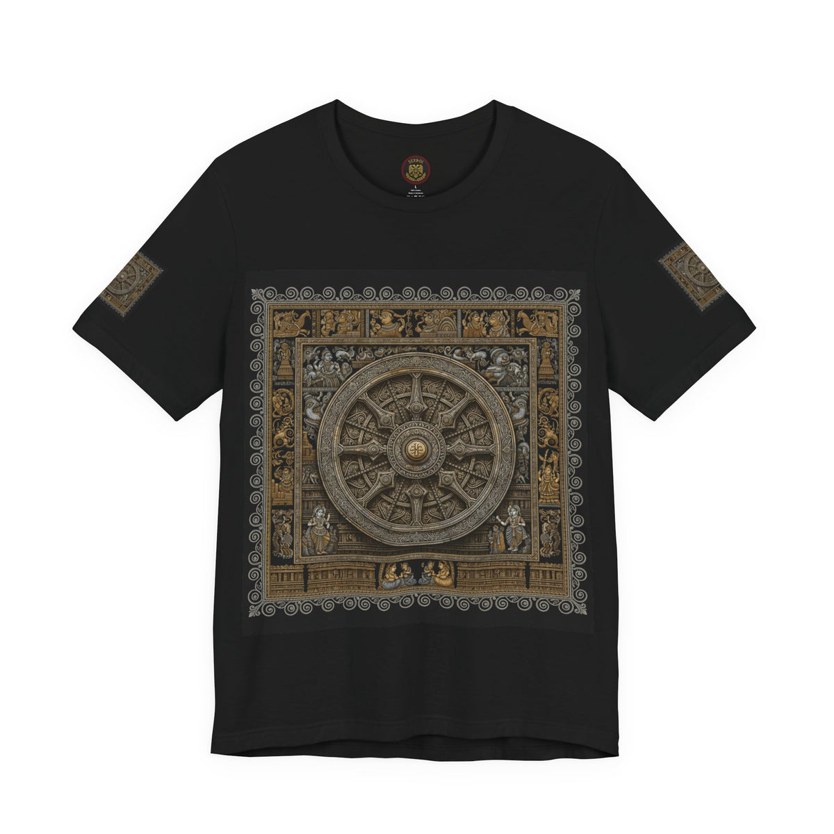 Konark Sun Temple & Pattachitra T‑Shirt — Sacred Wheel Temple Art Tee