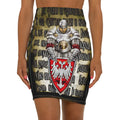 Serbian Eagle Shield Pencil Skirt — Mid‑Waist Armor Graphic
