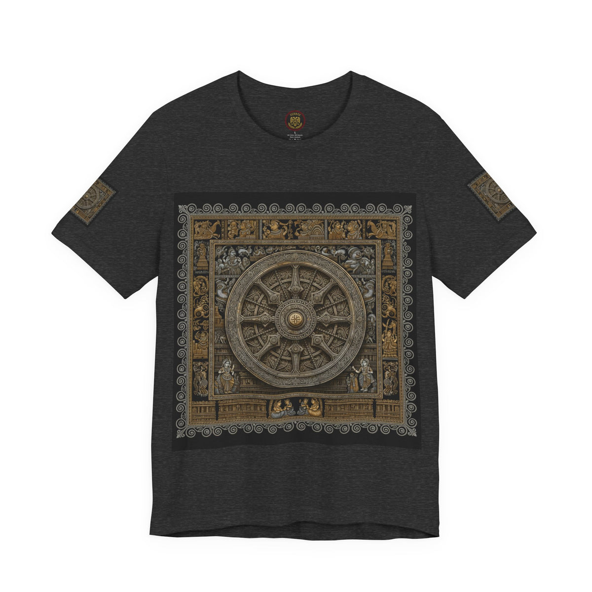 Konark Sun Temple & Pattachitra T‑Shirt — Sacred Wheel Temple Art Tee